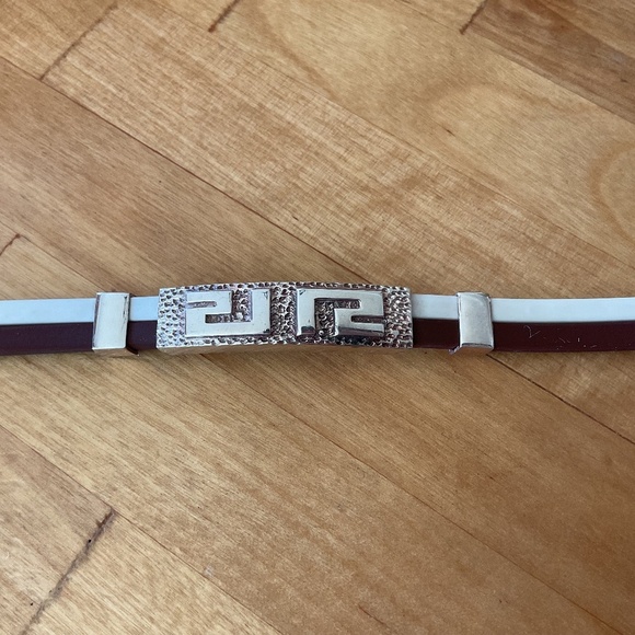 NWOT STERLING SILVER 925 GREEK KEY DESIGN SILICONE BAND UNISEX BRACELET - Picture 8 of 10